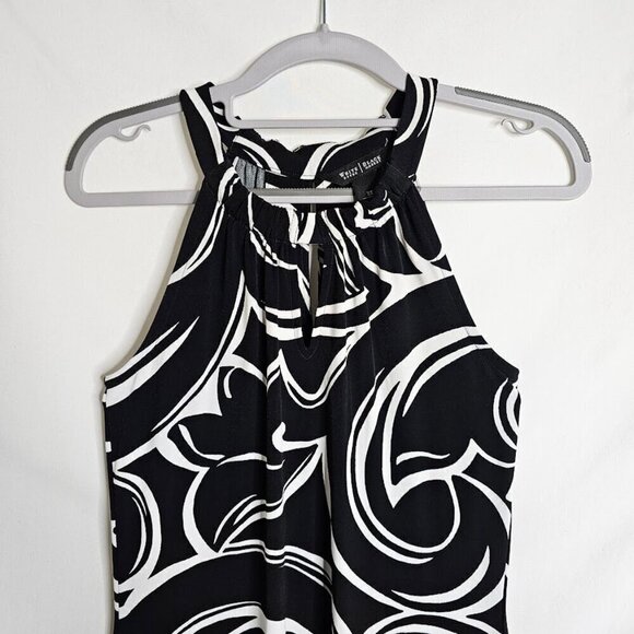 WHITE HOUSE BLACK MARKET Summer Dress BLACK WHITE size XS Sleeveless Art To Wear - Picture 3 of 7